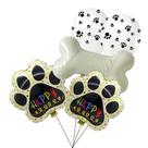 Kit Festa Pet: Balões Metalizados Grandes 2 Pata Dog Happy E 1 Ossinho + 25 Balões De Látex - Festa Decoração Cães