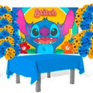 Kit festa Stitch Decoração Toalha Azul +25 balões +Painel