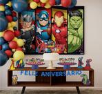 Kit Festa Vingadores 39 Itens Painel + Faixa + Enfeites + Topo - PIFFER