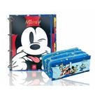 Kit Fichário Mickey A4 144 Folhas Fechamento em Elástico e 10 Divisórias Plásticas Coloridas + Estojo Triplo Mickey Dac