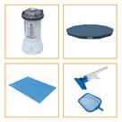 Kit Filtro 2.006 Litros/hora + Capa 366 Estrutural + Forro e Kit Limpeza Intex