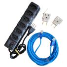 Kit filtro de linha 6 tomadas + cabo rede 10m + 2 adaptadores