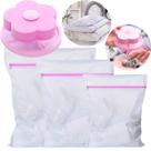 Kit Filtro Flutuante Coletor de Fiapos Pelos para Máquina de Lavar Com Saco Lavar Roupas Delicadas Com Ziper 4 Pçs