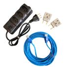 Kit filtro linha 3 tomadas + cabo de rede 10m + 2 adaptadores