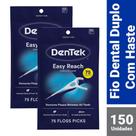 Kit Fio Dental Dentek Floss Picks Complete Clean Easy Reach com 150 unidades
