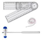 Kit Fisioterapia Goniômetro Grande + Trena + Martelo Buck