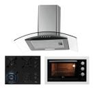 Kit Fit Line Fischer: Forno Elétrico Branco Coifa Cooktop 4B Tripla Chama