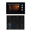Kit Fit Line Fischer: Forno Elétrico Preto e Cooktop 4B Tripla Chama