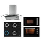 Kit Fit Line Fischer: Forno Preto Coifa Cooktop 4B Aramado e Micro-ondas