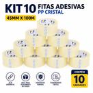 Kit Fita Adesiva Transparente Cristal FSP 45mm x 100m para Embalagens