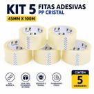 Kit Fita Adesiva Transparente Cristal FSP 45mm x 100m para Embalagens