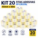 Kit Fita Adesiva Transparente Cristal FSP 45mm x 50m para Embalagens