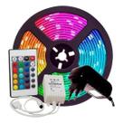 Kit Fita Led 5m RGB 5050 Colorida Com Controle Remoto E Fonte 12v Bivolt Para Vitrine De Loja Trade