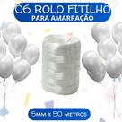 Kit Fitilho Rolo para Embalagens e Presentes, cores brilhantes 06 unid