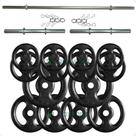 Kit Fitness 60 Kg de Anilhas Ferro + Barras Maciças Zincada com Presilhas Kit Fitness 60 Kg de Anilhas Ferro + Barras Maciças Zincada com Presilhas