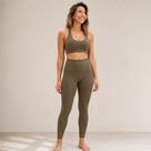 Kit Fitness Feminino Calça Legging Lipo Cintura Alta Top COR:MARROM CLAROTAMANHO:P/M