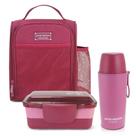 Kit Fitness Joy 3 Peças - Bolsa Térmica + Marmita 2 Andares 950ml + Garrafa Térmica 400ml Vinho