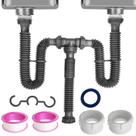 Kit flexível expansível duplo P-Trap para pia dupla Kit flexível expansível duplo P-Trap para pia dupla