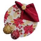 Kit Flor Natal Nude 10 Lugares Capa Sousplat Base Guard. PG