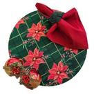 Kit Flor Natal Verde 10 Lugares Capa Sousplat Guard. Anel PG