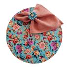 Kit Floral Azul 4 Lugares Capa Sousplat Guardanapo Anel PG
