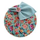 Kit Floral Azul 4 Lugares Capa Sousplat Guardanapo Anel PG