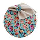 Kit Floral Azul 6 Lugares Capa Sousplat Guardanapo Anel PG