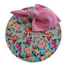 Kit Floral Azul 8 Lugares Capa Sousplat Base Guardanapo PG