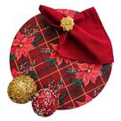Kit Floral Natal 6 Lugares Capa Sousplat Base Guard Anel PG