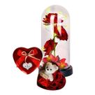 Kit Flores Artificias E Urso + Rosas Cúpula C/ Led Namorados
