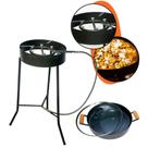 Kit Fogareiro À Gás 06 Caulins + Disco Ferro Tampa 40cm Tripé Articulado Alta Pressão Entrevero