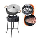 Kit Fogareiro À Gás 24 Caulins + Disco Ferro Com Tampa 50cm Tripé Articulado Alta Pressão Entrevero