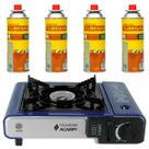 Kit Fogareiro Portátil Leão Maleta Camping + 4 Gás Guepardo