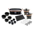 Kit Fondue Pedra Sabão Completo com Churrasqueira Oval - 22 peças