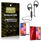 Kit Fone Bluetooth Hrebos HS188 Galaxy A20s + Película 3D + Capa Anti Impacto - Armyshield