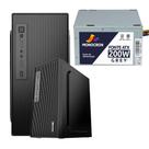 Kit Fonte 200W Monocron Grey Operação Silenciosa Com 5 Conectores Bivolt 110-220 Formato ATX + Gabinete Office Para Escritório/Gamer