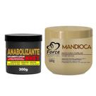 Kit Force Cosméticos Máscara Fortalecedora 300g Máscara de Hidratação Mandioca 500g