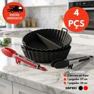 Kit Forma Air Fryer E Pegador Pinça Culináraria Inox e Silicone Multifuncional Tamanhos 27 e 34cm Nã