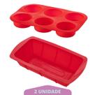 Kit Forma Cupcake + Forma Para Pão Silicone Cozinha Sortida