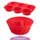 kit Forma Cupcake Silicone e Forma Espiral Sortida Pudim