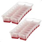 Kit Forma de Gelo 2 Peças Com Fundo Silicone Flexível Plástico 12 Cubos Sanremo