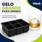 Kit Forma de Gelo Silicone Grande 6 Cubos para Whisky e Drinks Vittak