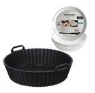 Kit Forma De Silicone C/ 50 Folhas Descartáveis P/ Air Fryer