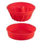kit Forma Espiral Silicone e Forma Redonda Sortida Pudim