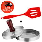 Kit Forma Modeladora Hamburguer Alumínio C/ Espátula Vazada Silicone Para Lanches Restaurante Bar
