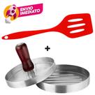 Kit Forma Modeladora Hamburguer Alumínio E Espátula Vazada Silicone Para Lanches Restaurante Bar