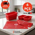 Kit Forma Pão Assadeira Retangular Confeitaria e Tapete Culinário Silicone Maleável Com Medidas Não