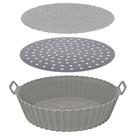 Kit Forma Silicone Airfryer 3pçs Cinza Mimo Style Manta Protetora Panela e Forro Reutilizável