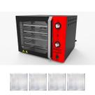 KIT - Forno Turbo Convector Smart Basic. Preto e Vermelho FCSB4E 220v + 4 Assadeiras - Venâncio
