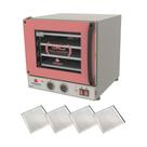 KIT - Forno Turbo Elétrico Fast Oven PRP-004 127V Rosa + 4 Assadeiras Perfuradas - Progás